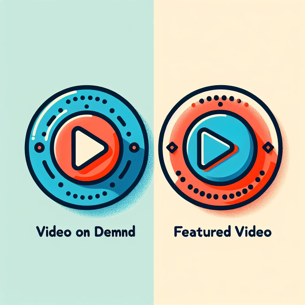 Alt text: "Comparación visual entre VOD (Video On Demand) y destacado, ilustrando sus diferencias clave en el contexto del consumo de contenido audiovisual."
