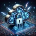 "Illustration of quantum cloud security challenges, highlighting key concerns such as data encryption, user privacy, and vulnerability to cyber attacks in a digital landscape."